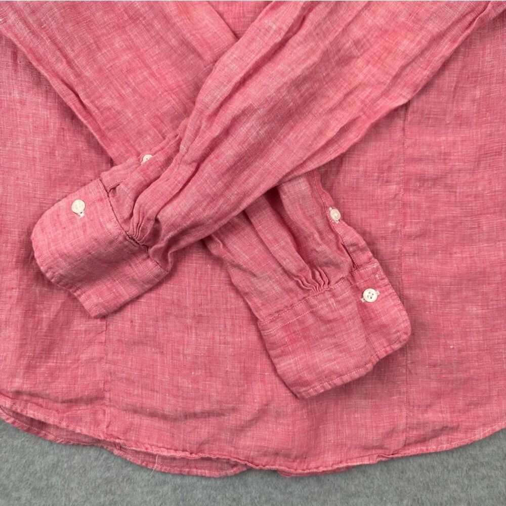 Brooks Brothers 346 Red Long Sleeve Button Up Shirt 100% Linen Womens Size 14 - Picture 8 of 13